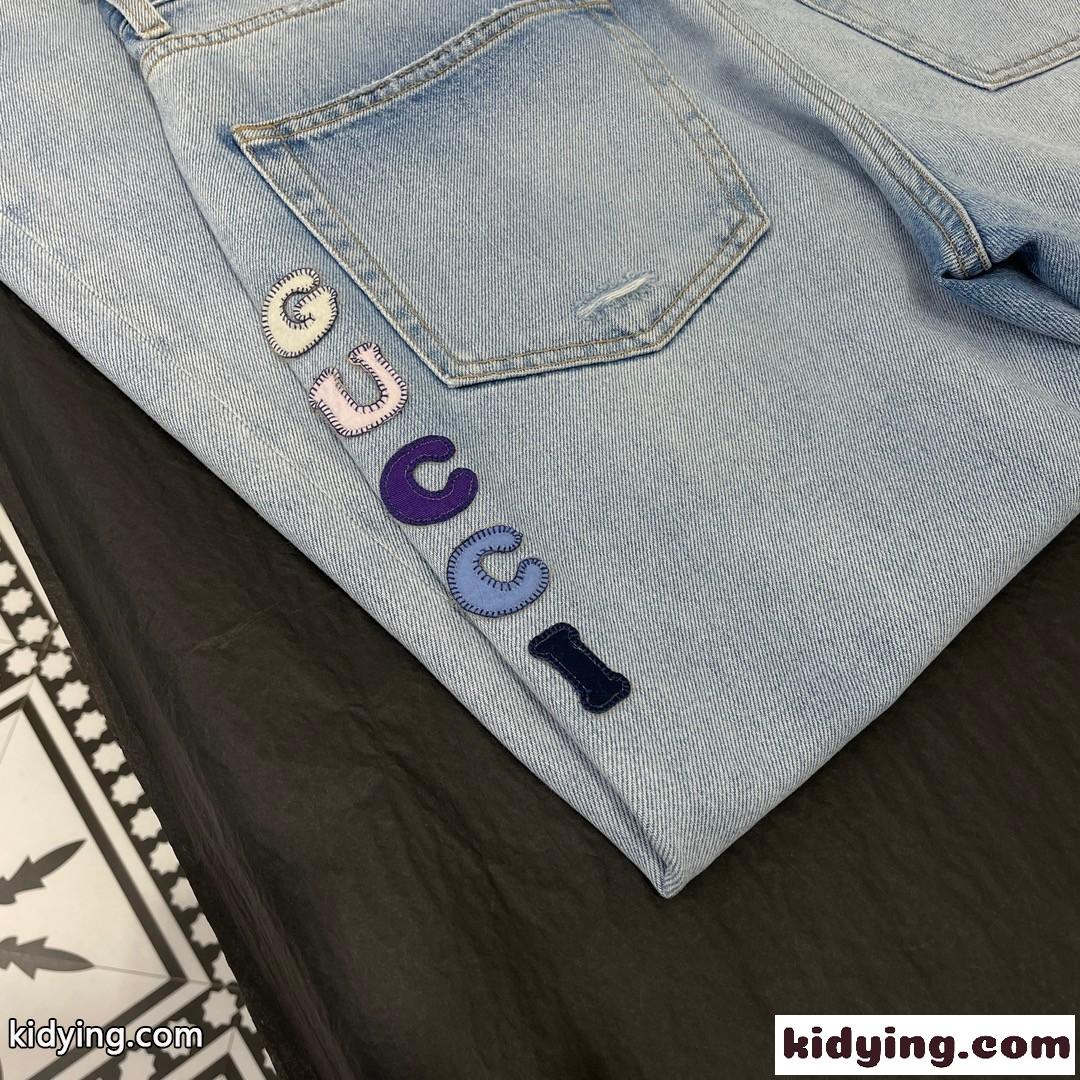 アニマル 刺繍入り デニムパンツ グッチ ジーンズ コピー レディース-2