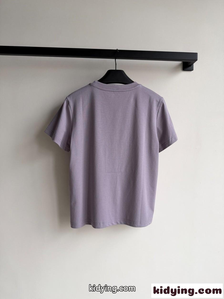 シンプル 上品 エンブロイダリー 半袖Tシャツ ラルフローレン Tシャツ 偽物 パープル-1