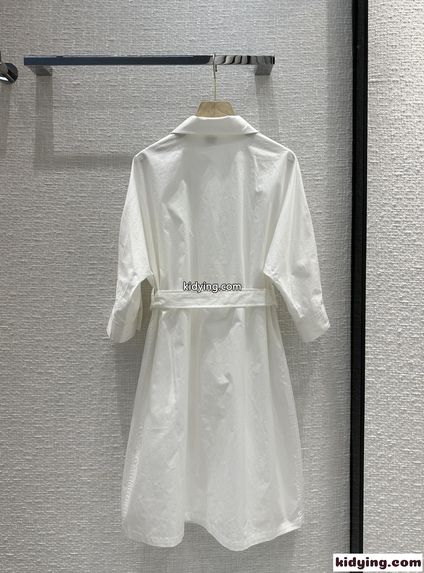 23SS◆シンプルお洒落♪無地 シャツワンピース エルメス ワンピース コピー レディース ホワイト-4