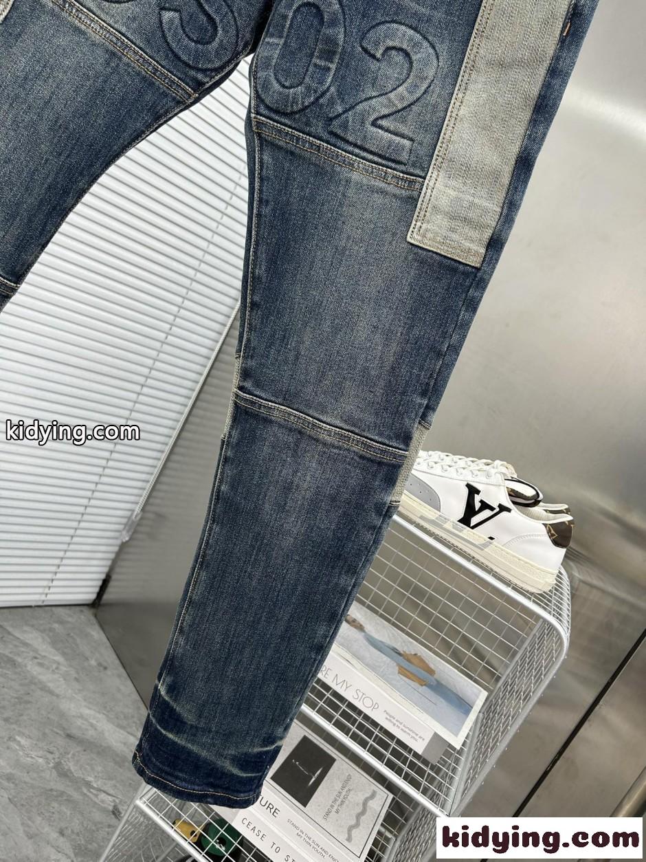スタイリッシュ 切り替え デニムパンツ ディースクエアード ジーンズ 偽物-4