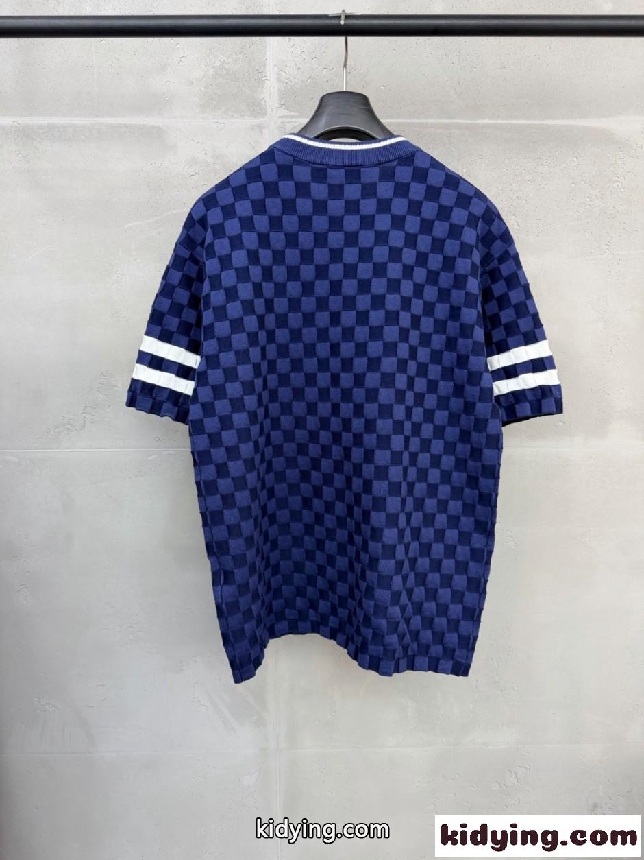 ダミエ テリー テニスTシャツ ルイ・ヴィトン Tシャツ コピー ブルー-1