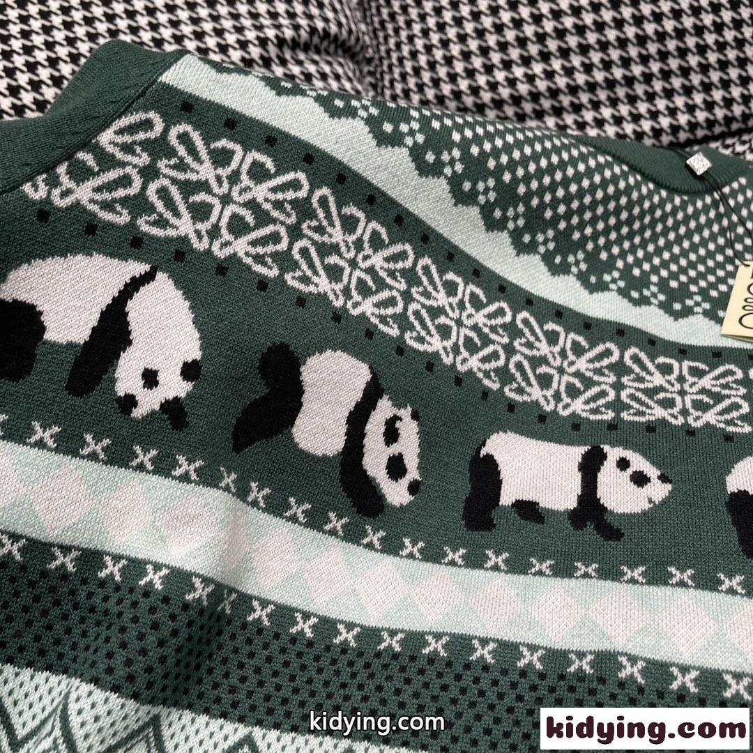 可愛い パンダ ロゴ ロエベ セーター コピー クルーネック 合わせやすい-4