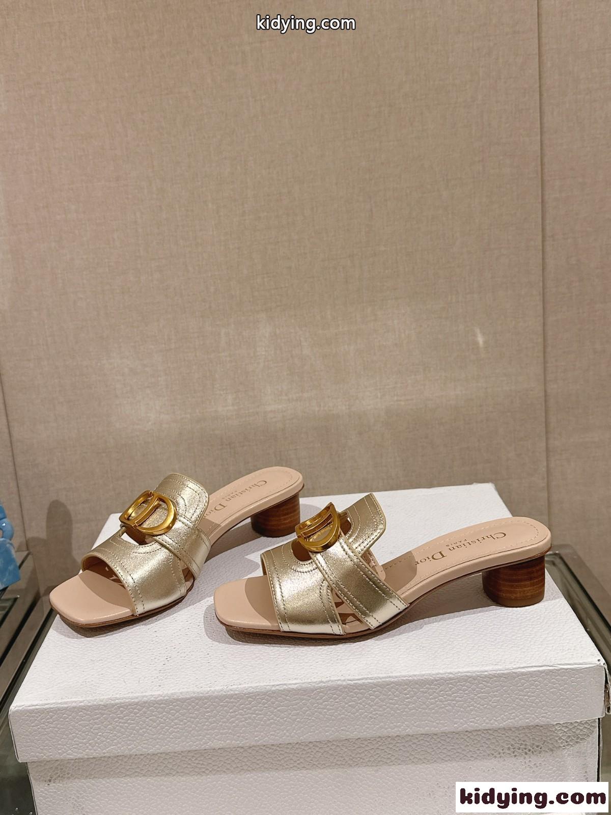 Dior Or 30 Montaigne ヒールスライド クリスチャン・ディオール サンダル コピー ゴールド-1