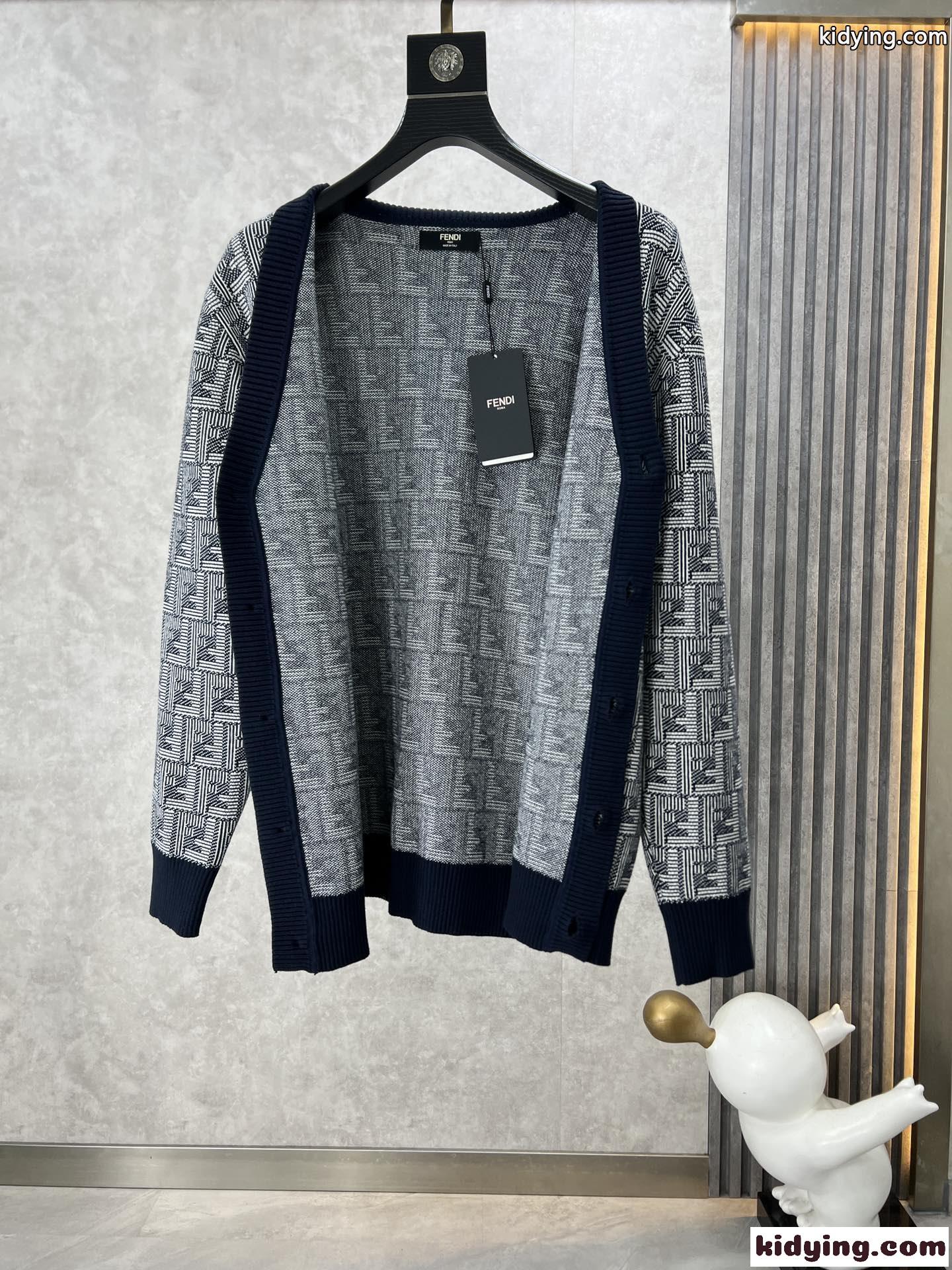 FFロゴ ウール＆カシミヤ カーディガン フェンディ ニット コピー メンズ-4
