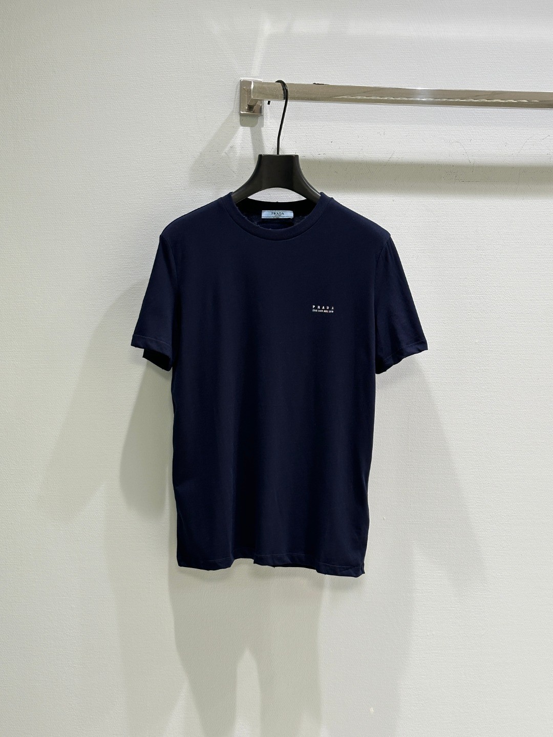 ユニセックス 人気 シンプル コットンジャージ 半袖Tシャツ プラダ Tシャツ コピー ネイビー-0