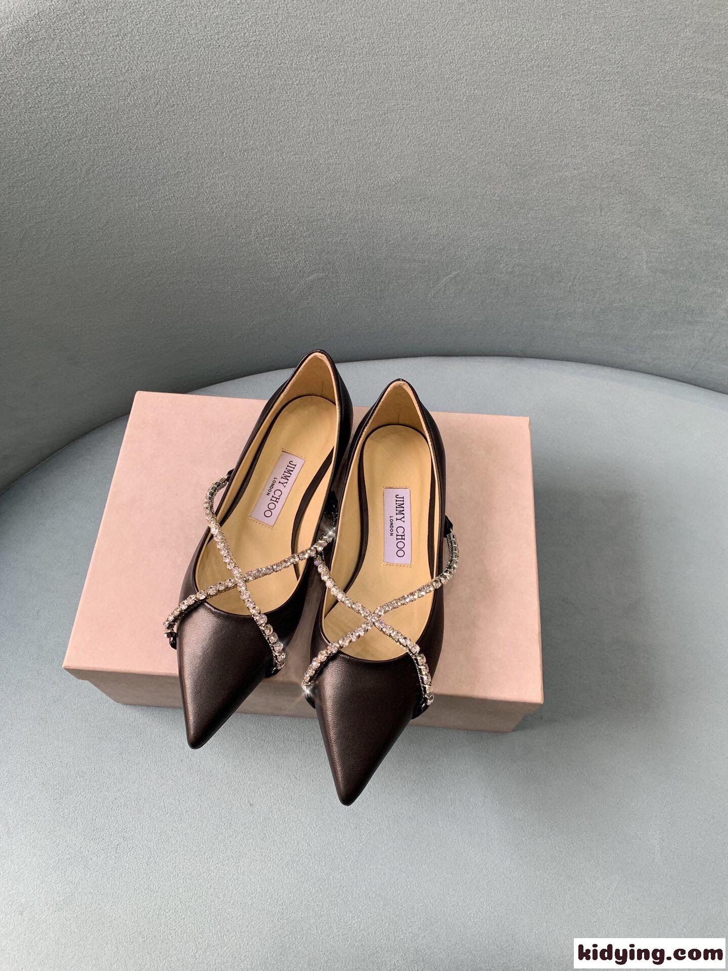 サテン スパンコール Jimmy Choo 2021新型 最も美しい平底靴 きれいですね ジムシューズ レディース コピー-0