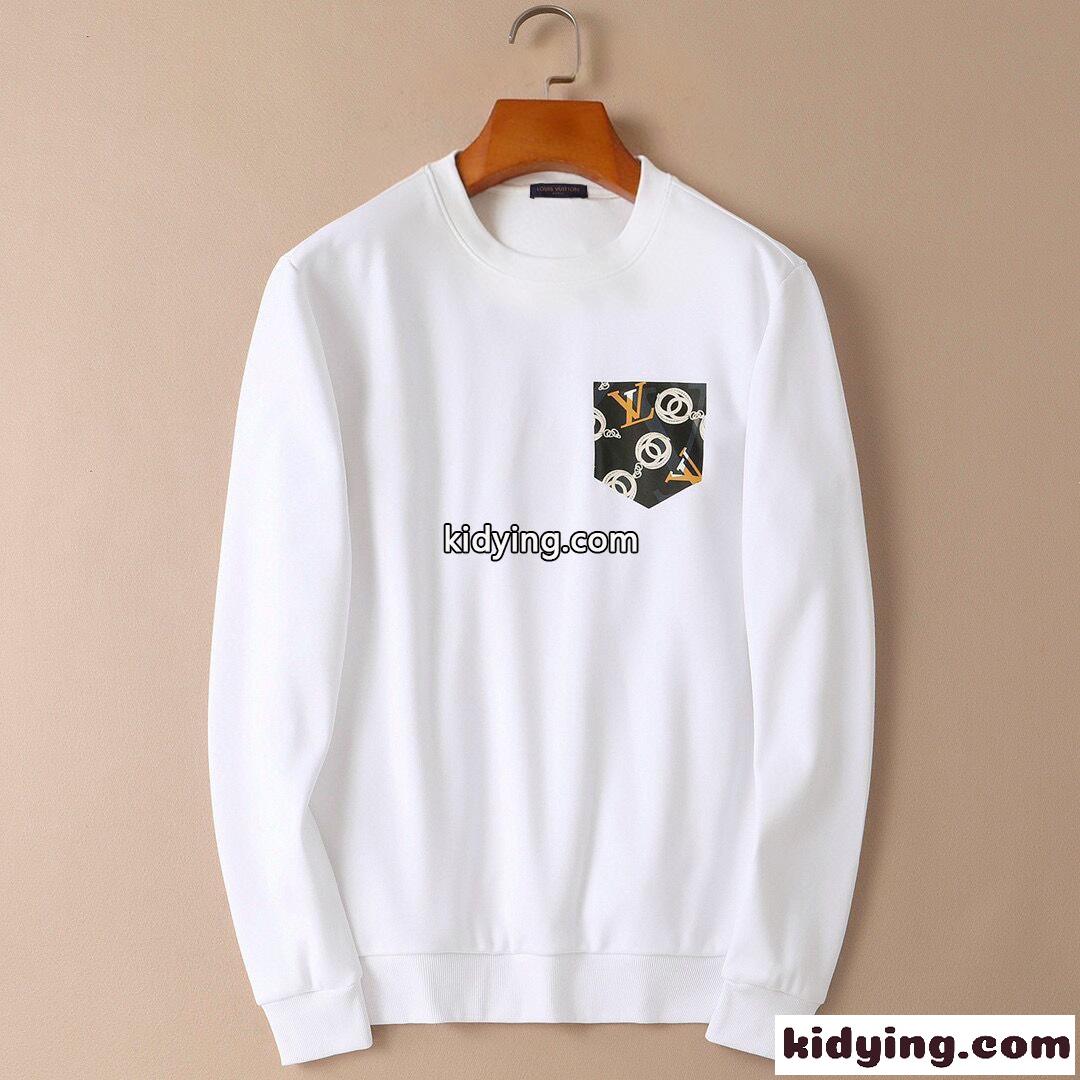定番 合わせやすい クールネック 着心地いい 長袖 ルイ・ヴィトン Tシャツ コピー メンズ ホワイト ブラック-0