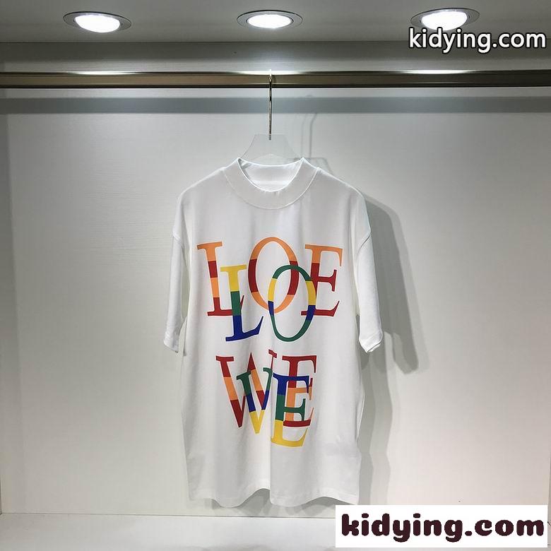 流行り ビッグシルエット 体型カバー ユニセックス プリント ロゴ ロエベ tシャツ コピー 春夏 トップス クルーネック-2