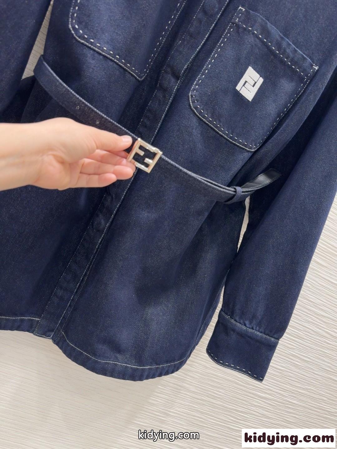 フェンディ シャツ コピー ベルト付き デニムシャツ レディース トップス-1
