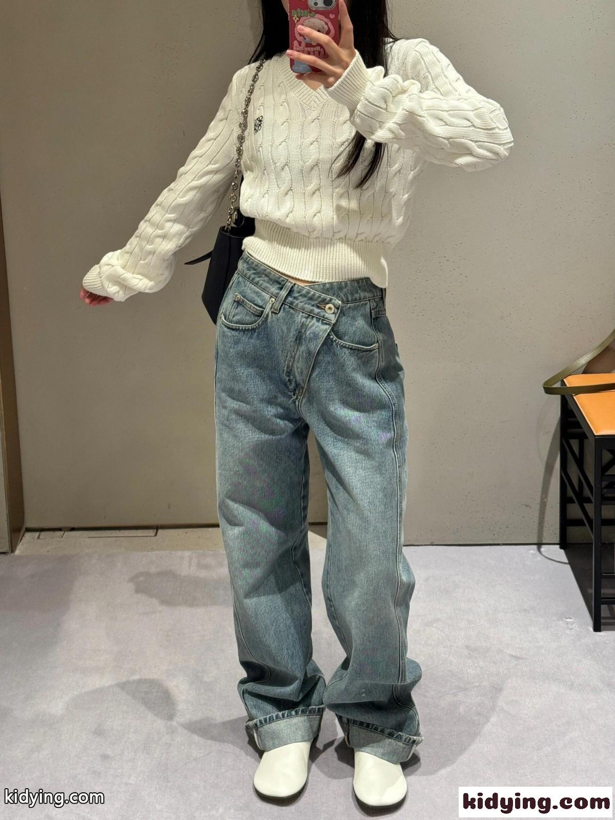 デコンストラクテッド ジーンズ ロエベ パンツ コピー デニムパンツ-4