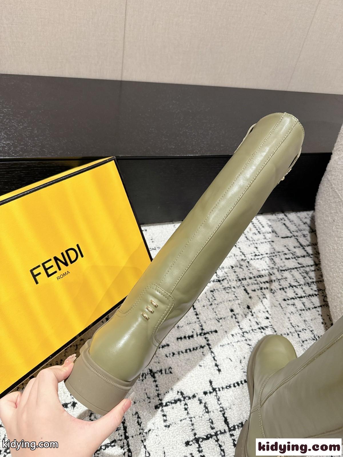 大人気 フェンディ フィーロ レザー ブーツ スーパーコピー グリーン-5
