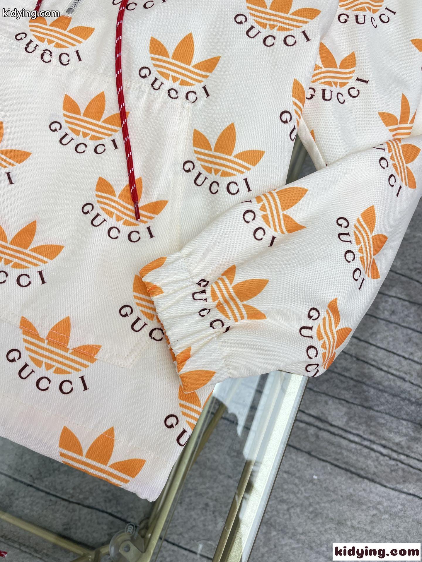 注目コラボ& adidas x Gucci トレフォイル プリント ジャケット グッチ ジャケット コピー 長袖 日焼け止め-2