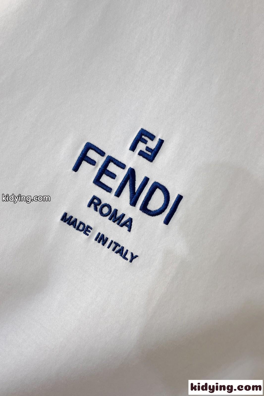 おしゃれ カジュアル コットン ロゴ 刺繍 フェンディ Tシャツ コピー メンズ-4