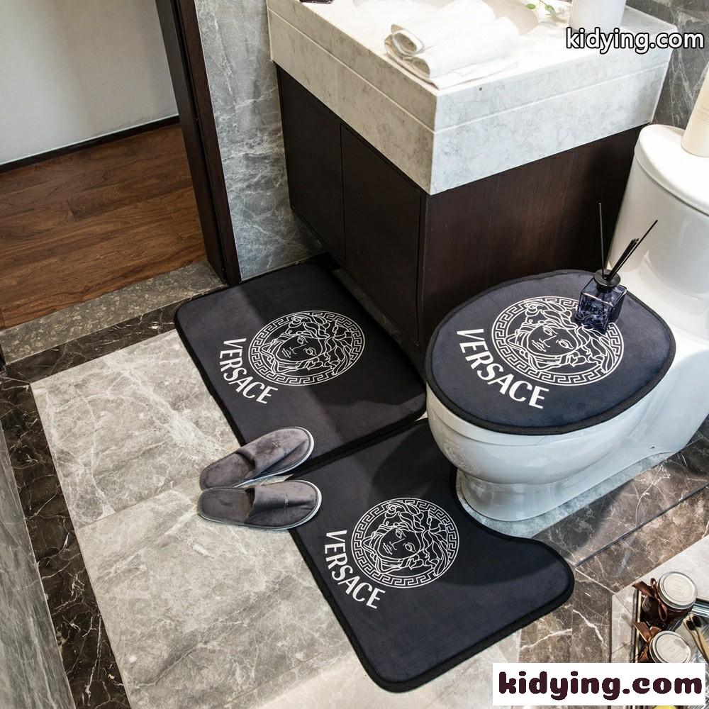 ヴェルサーチェ トイレマットセット コピー ブラック 心地良いです 滑るのを防ぎます 静かな音 浴室 人気-1