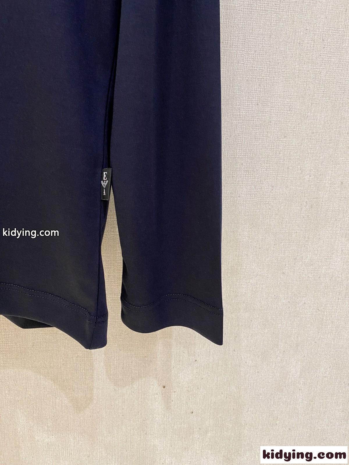 定番 合わせやすい ロゴ 長袖Tシャツ アルマーニ Tシャツ 偽物 コットン ブルー-4