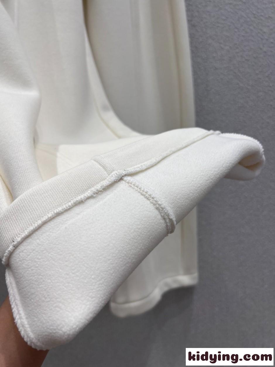 ロエベ パンツ 偽物 ベルト付き リラックス 裏起毛 ワイドパンツ オフホワイト-3