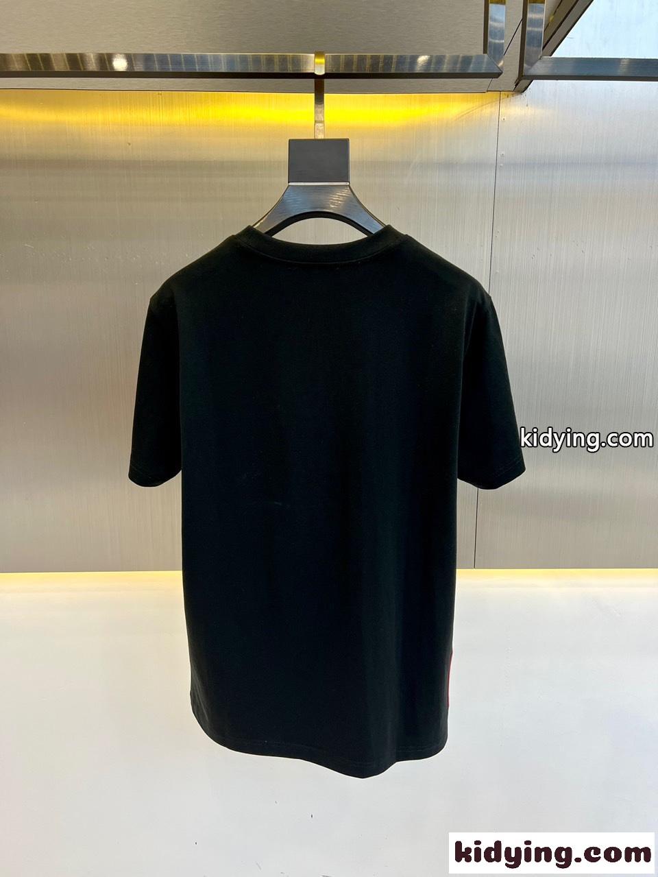 シンプル トライアングルロゴ付き 半袖Tシャツ プラダ Tシャツ コピー ブラック-4