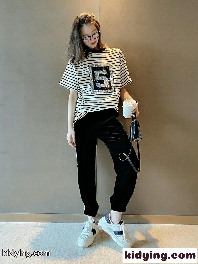オシャレ 人気 ストライプ ラウンドネック ゆったり カジュアル シャネル tシャツ コピー 半袖 トップス-4