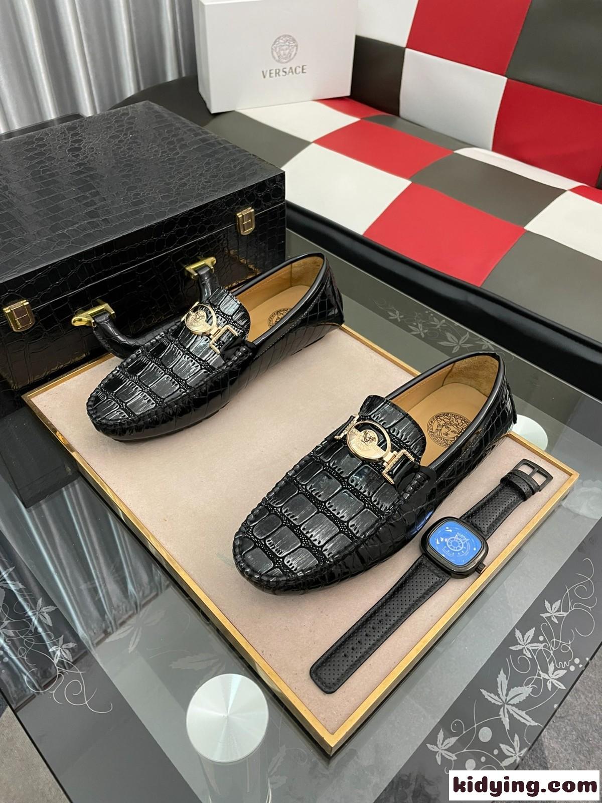 おしゃれ 滑りにくい 高品質 カジュアル ジューズ ヴェルサーチェ メンズ コピー ビジネス モカシン ブラック-2
