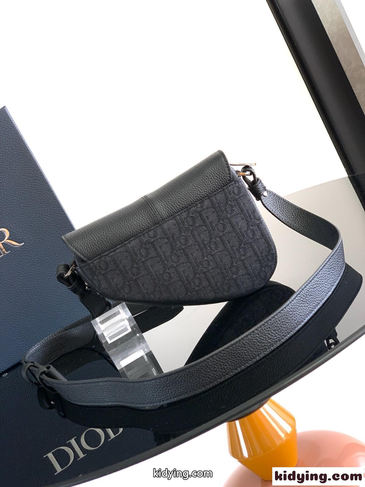 クリスチャン・ディオール Saddle バッグ ミニ スーパーコピー ジャカード & レザー ブラック-2