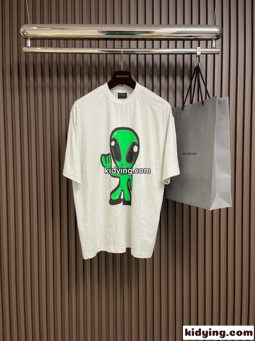 ストリート カジュアル プリント 半袖Tシャツ バレンシアガ Tシャツ コピー ユニセックス-1