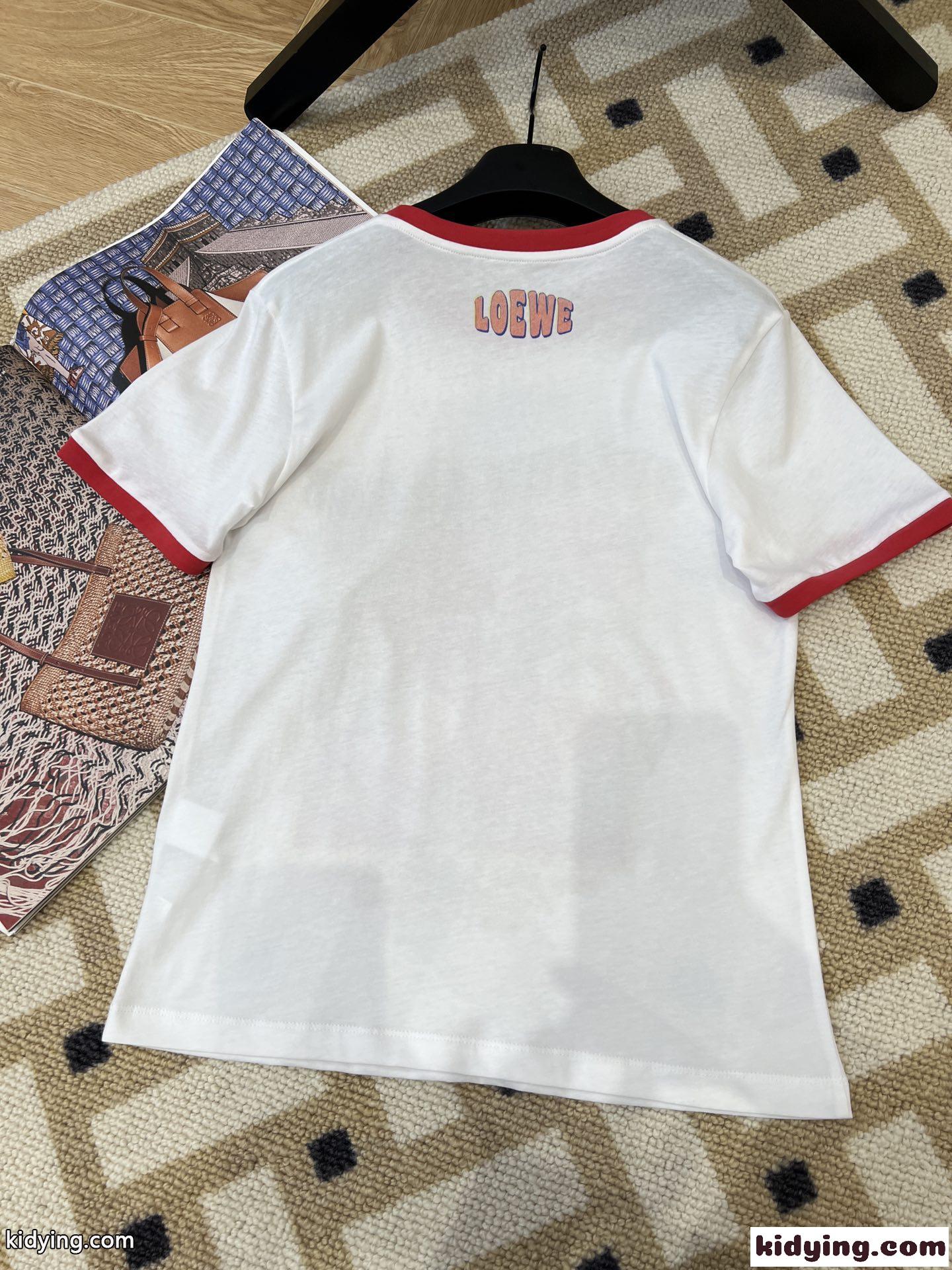 人気 おしゃれ バイカラー プリント クルーネック ロエベ tシャツ コピー 半袖 快適 スリム-4