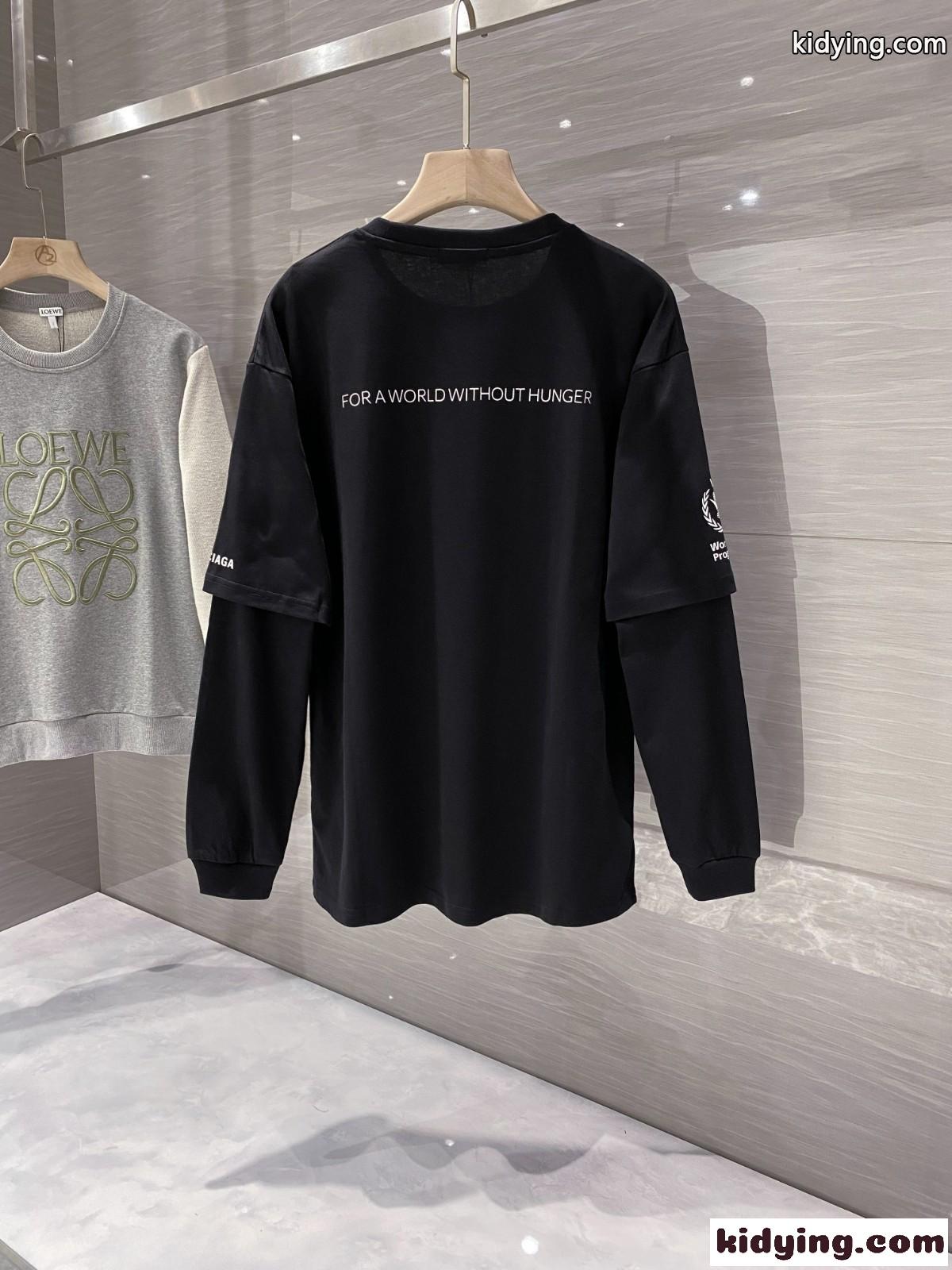 ユニセックス おしゃれ ダブルスリーブ 長袖 バレンシアガ Tシャツ コピー 人気-1