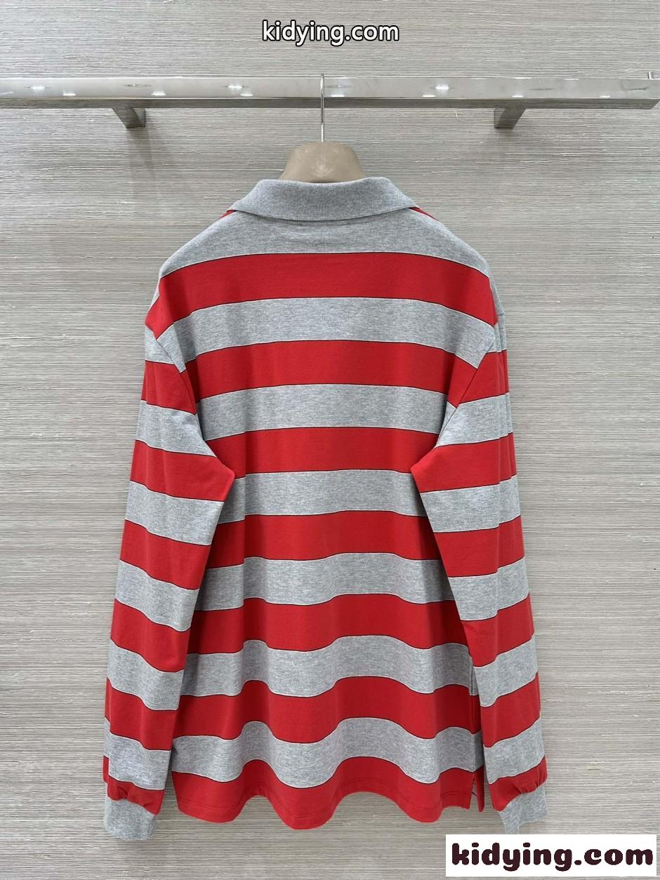 ボーダー ロングスリーブ ポロシャツ ミュウミュウ Tシャツ コピー コットン-4