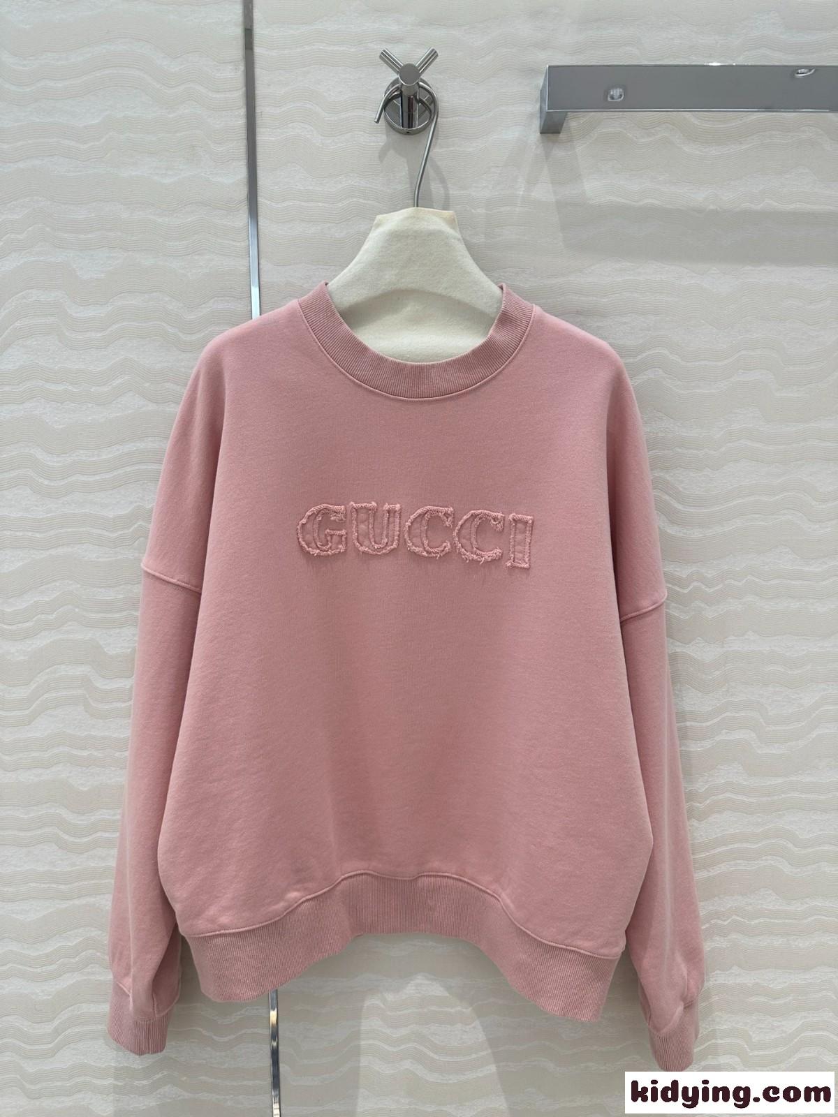 エンブロイダリー コットンジャージー スウェットシャツ グッチ Tシャツ コピー ピンク-2