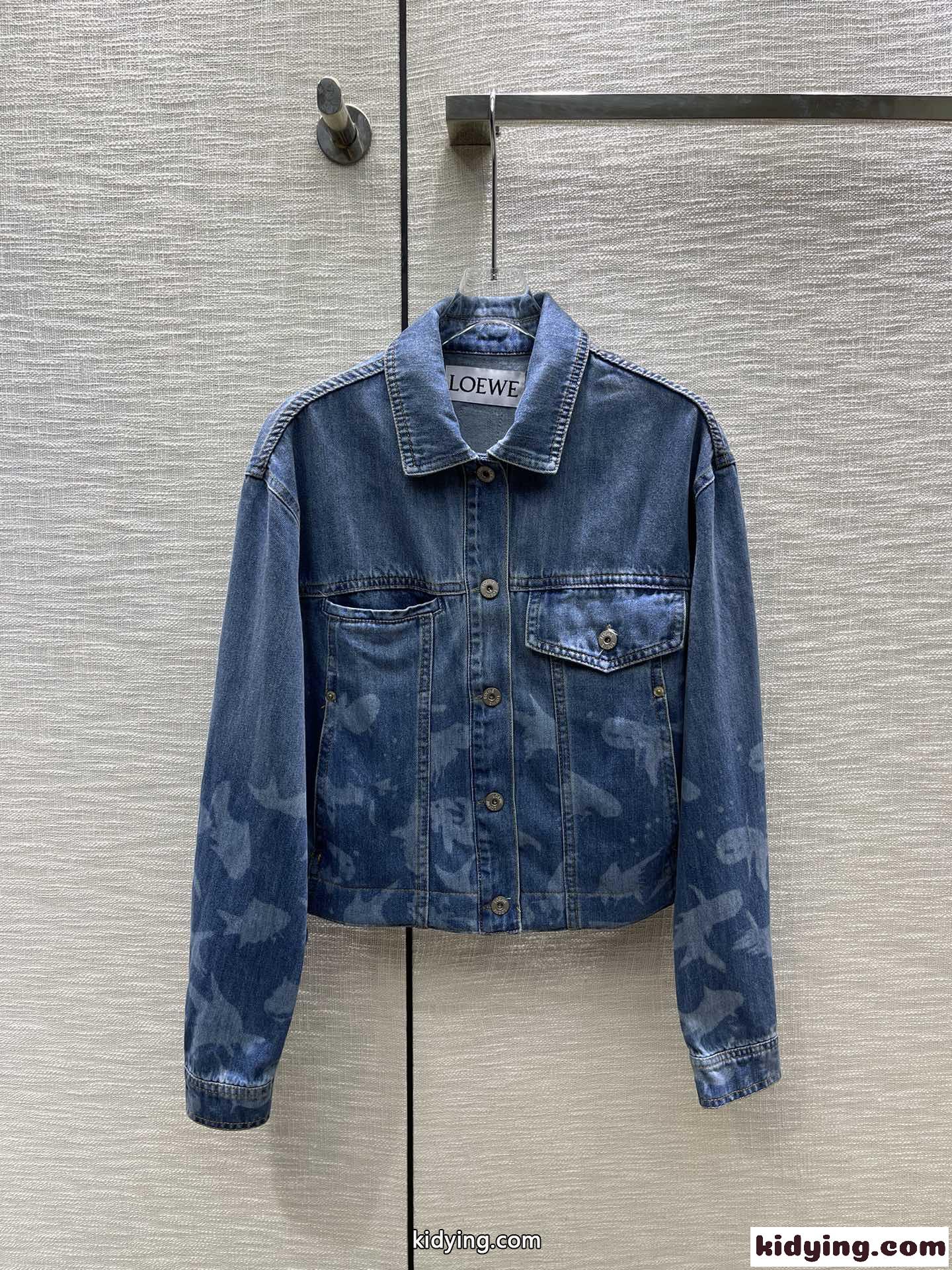 フィッシュ クロップド デニムジャケット ロエベ ジャケット コピー レディース-1