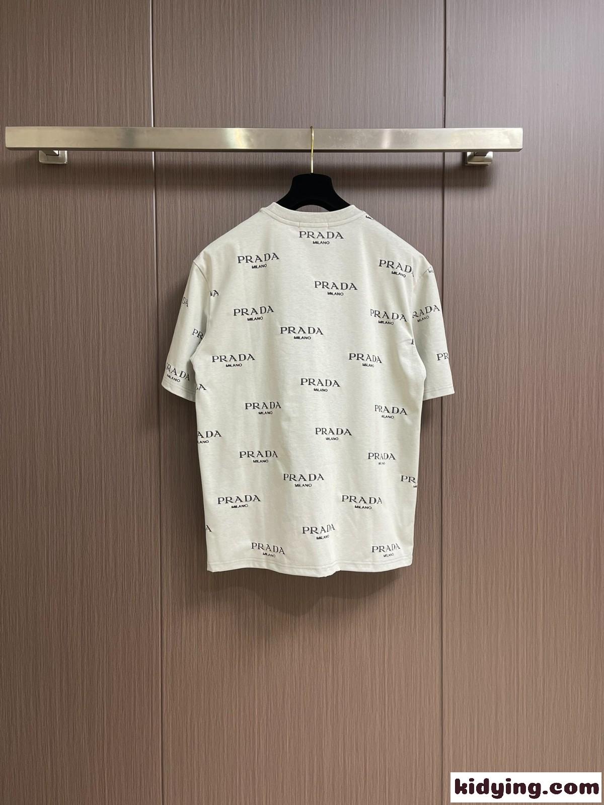 おしゃれ ロゴ入り プラダ Tシャツ コピー コットン 半袖Tシャツ-2