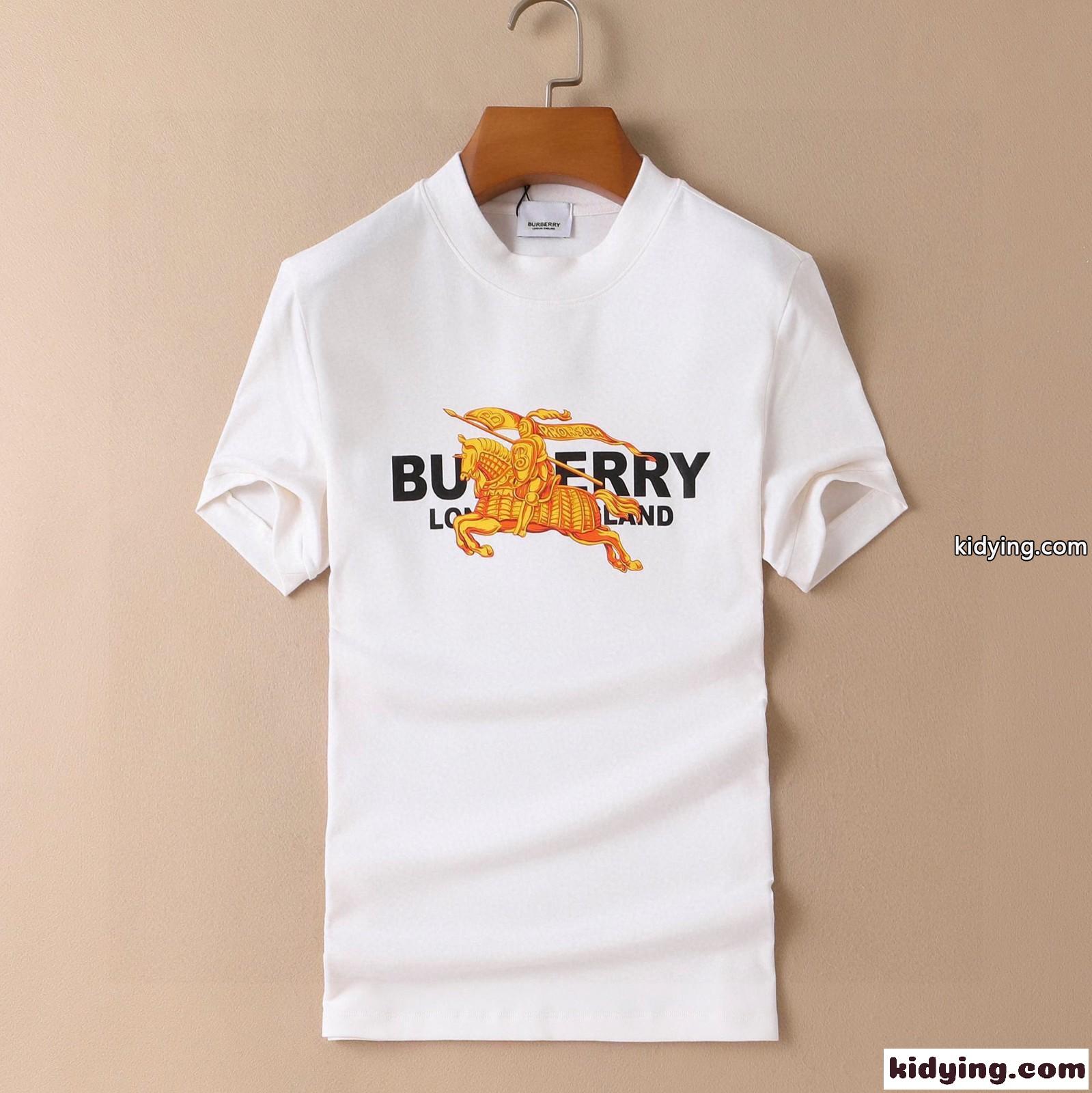 シンプル プリント 柔らかい ラウンドネック プルオーバー バーバリー 半袖tシャツ コピー ホワイト ブラック 着心地いい-2