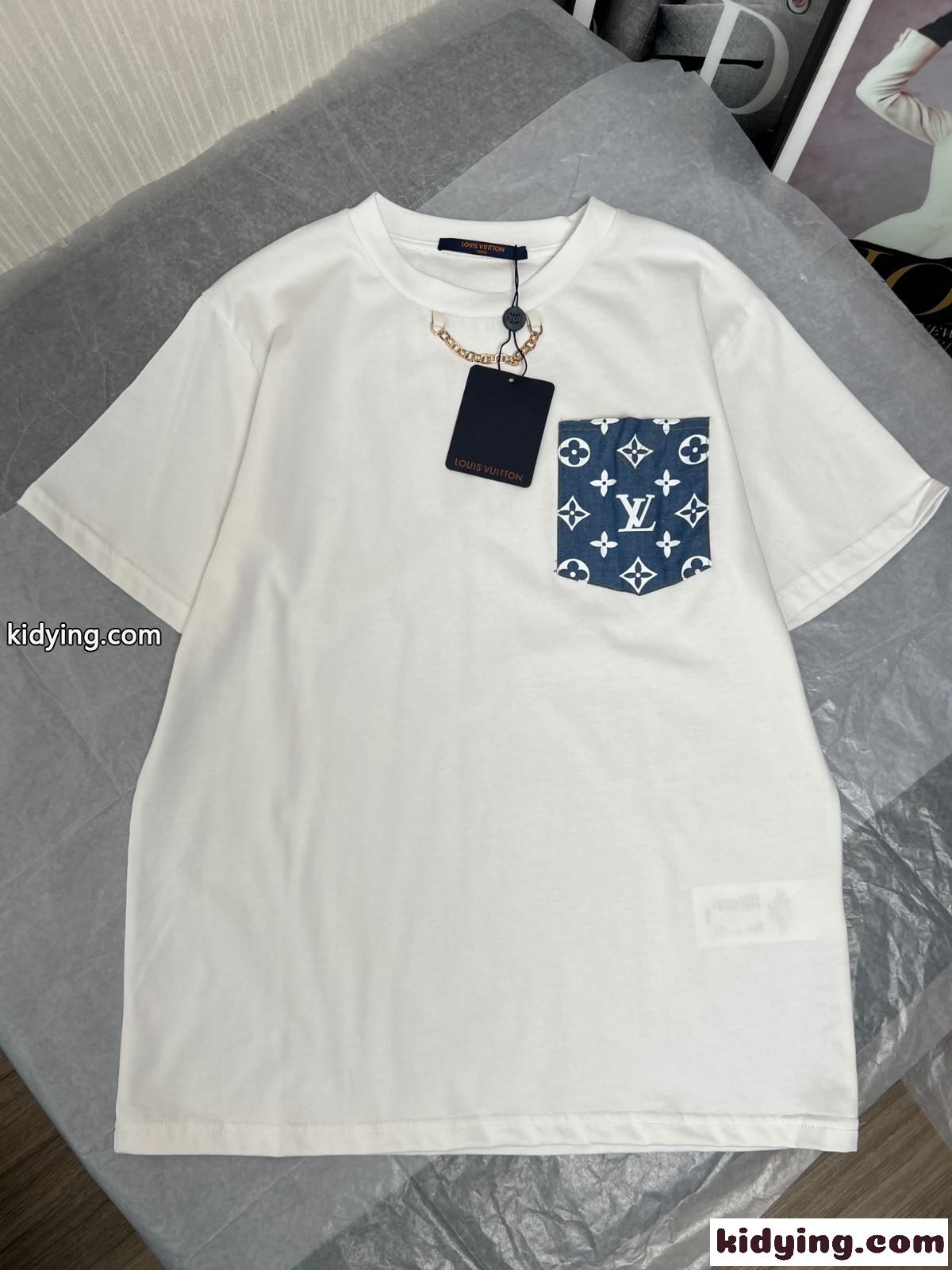レディース モノグラムポケット おしゃれ クルーネック ルイ・ヴィトン Tシャツ コピー 春夏 半袖 トップス 人気-2