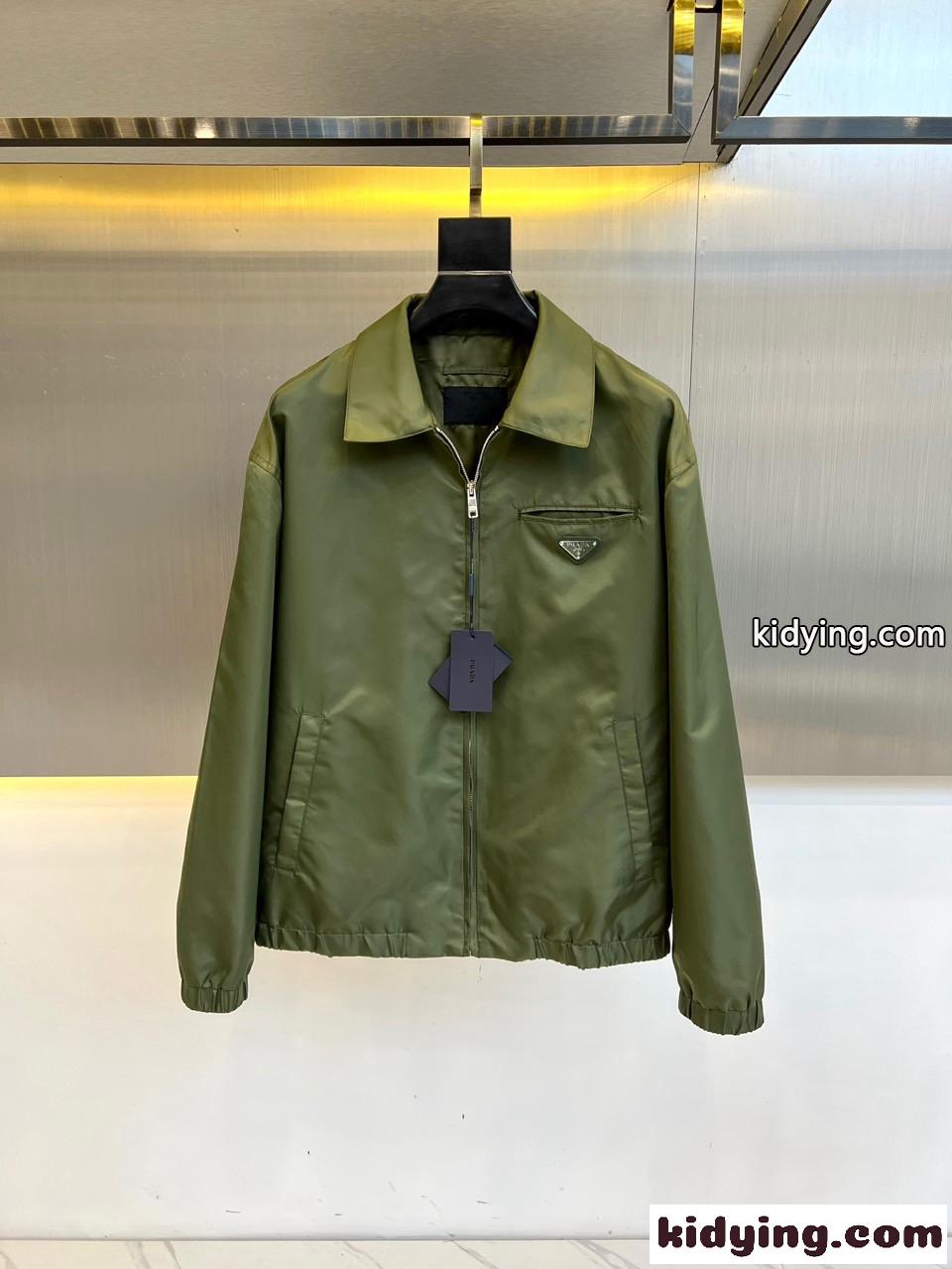 洗練された ジップアップ シャツジャケット プラダ ジャケット コピー グリーン-1