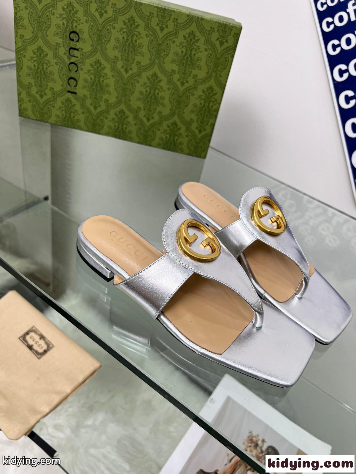 GUCCI グッチ ブロンディ トングサンダル スーパーコピー レディース シルバー-2