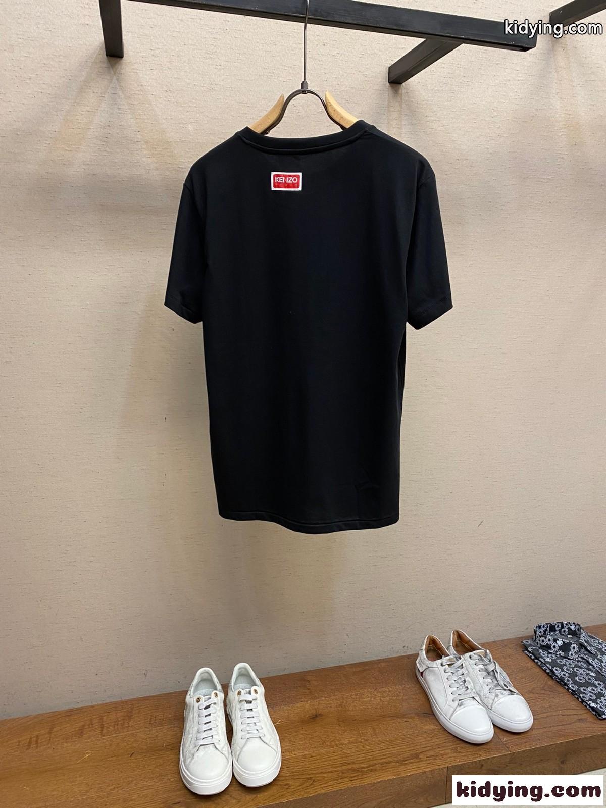おしゃれ 人気 クルーネック エレファント 半袖Tシャツ メンズ ケンゾー Tシャツ コピー ブラック-1