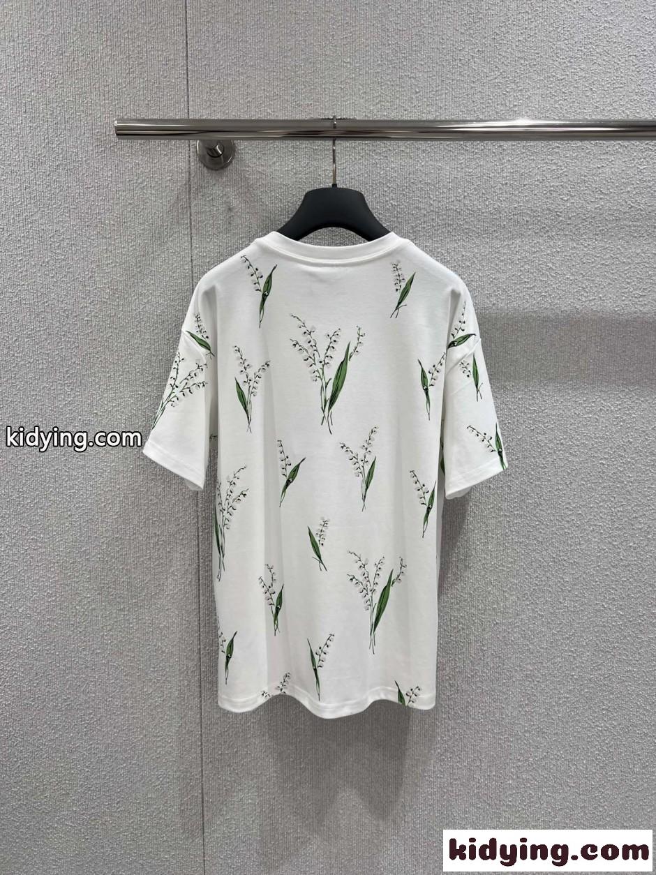 爽やか プリント コット ン半袖Tシャツ クリスチャン・ディオール Tシャツ コピー-1