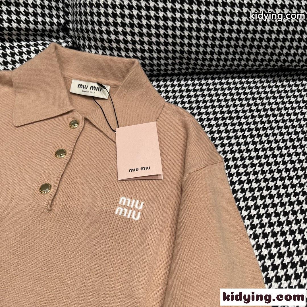 洗練された カシミヤ ニット ポロシャツ ミュウミュウ ニット コピー 合わせやすい-2
