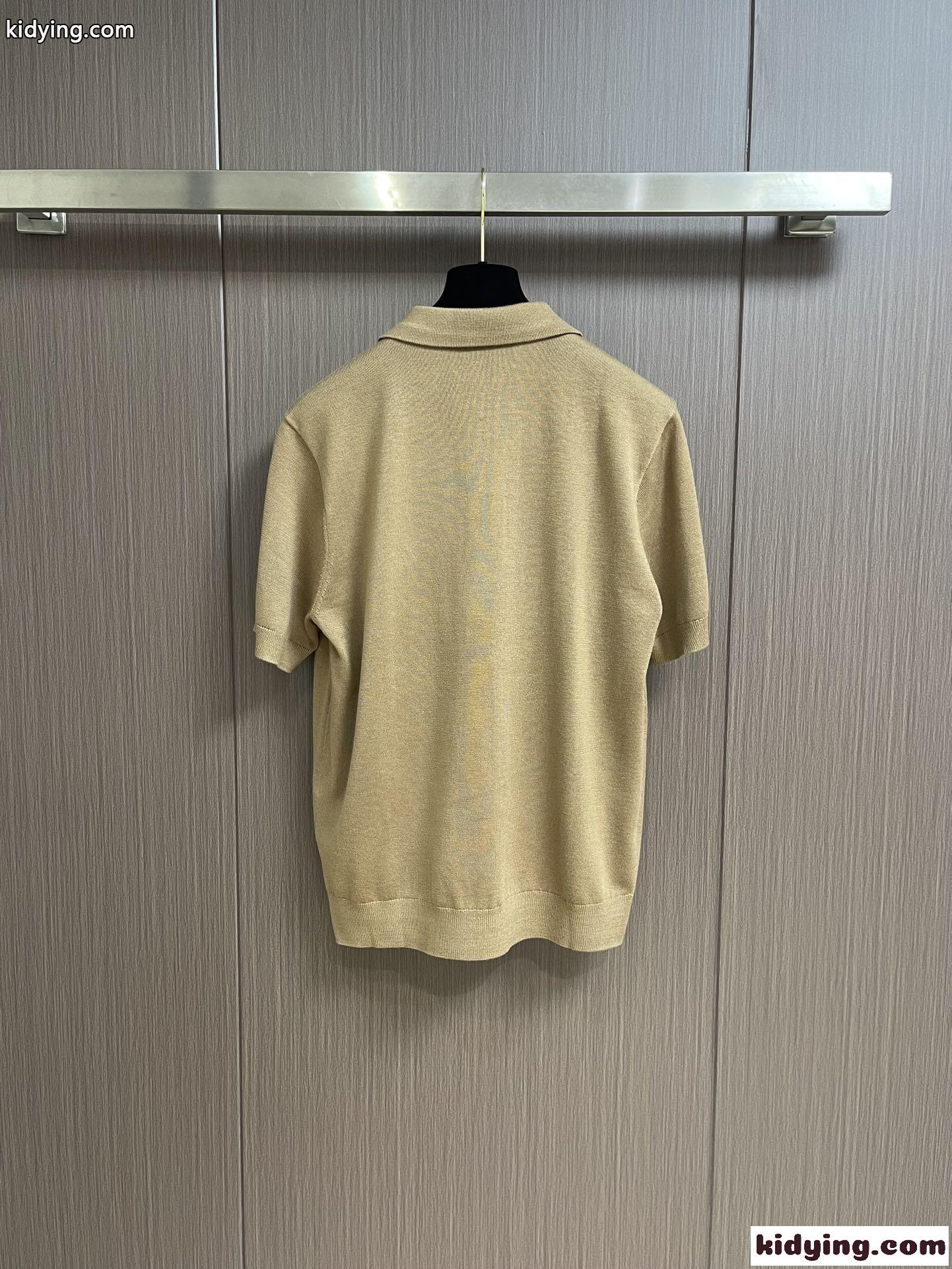 洗練された ロゴ刺繍 ニットポロシャツ プラダ ニット コピー 春夏 カーキ-2