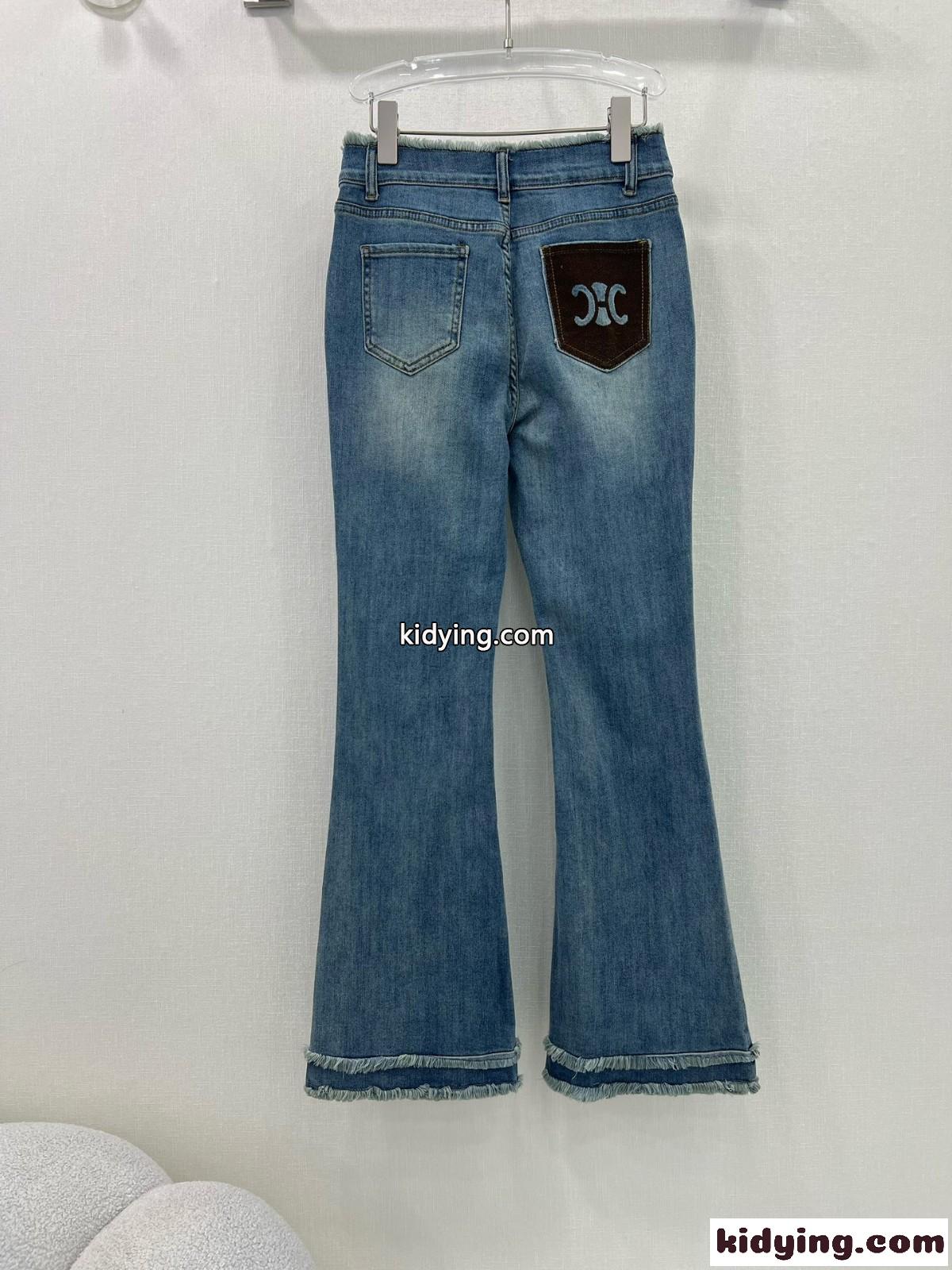 おしゃれ 切りっぱなし ストレッチ セリーヌ ジーンズ コピー レディース デニムパンツ-4