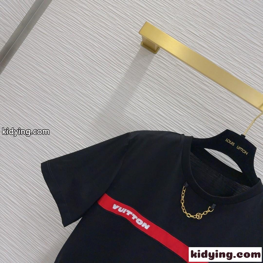 定番 カジュアル ヴィトンストラップTシャツ ルイヴィトン Tシャツ コピー ブラック-2