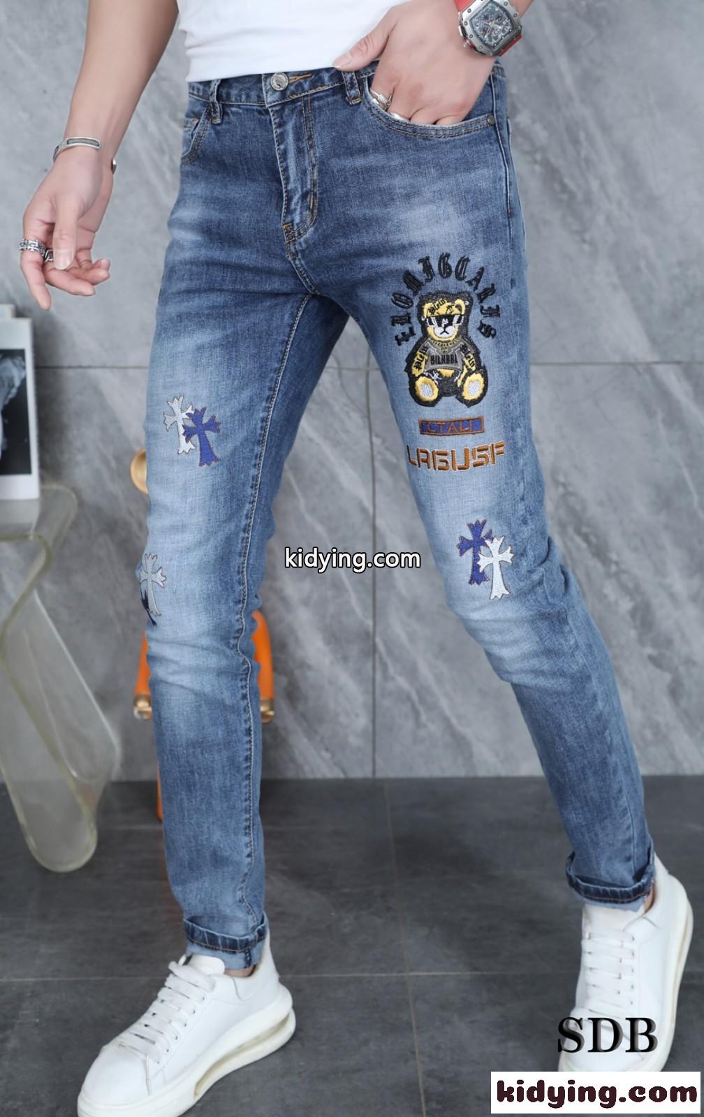 かっこいい カジュアル おしゃれ スリム 高品質 デニムパンツ クロムハーツ ジーンズ コピー メンズ 定番 人気-1