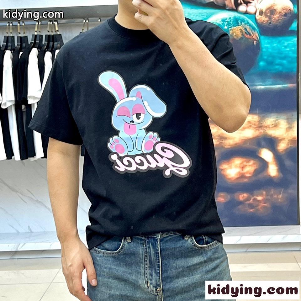 快適 コットン Tシャツ グッチ 半袖Tシャツ コピー クルーネック ブラック-2