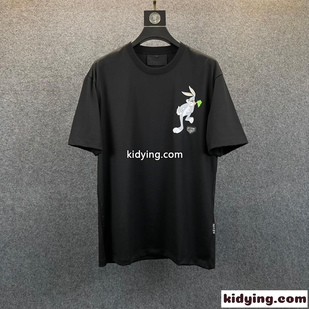 フィリッププレイン 半袖Tシャツ コピー クルーネック カジュアル 柔らかい 快適 メンズ トップス ホワイト ブラック-3