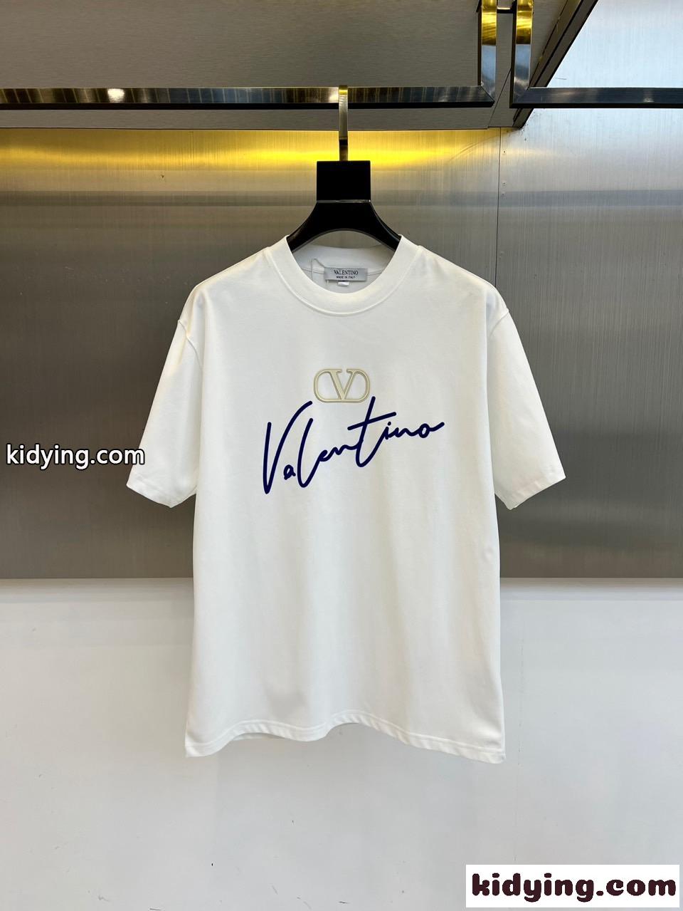 フロントロゴ クルーネック 半袖Tシャツ ヴァレンティノ Tシャツ 偽物 ホワイト-0