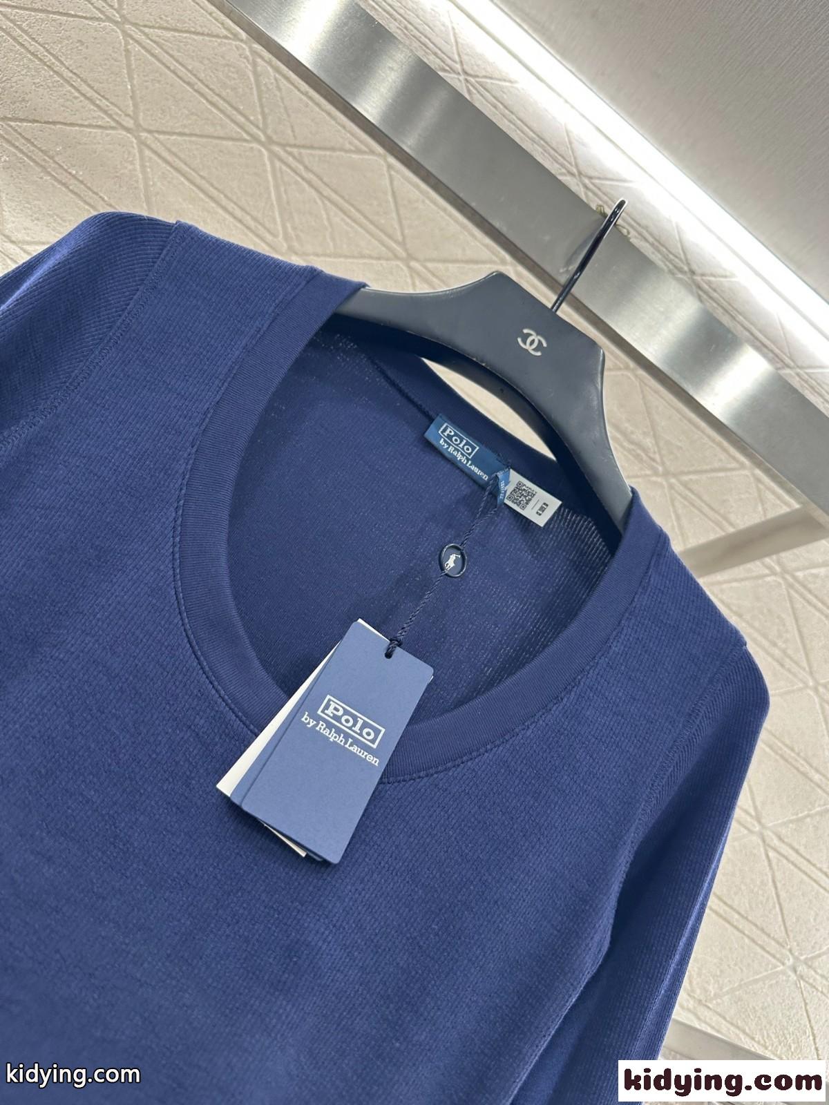 ラルフローレン Tシャツ 偽物 シンプル 着回し Uネックカットソー ブルー-0