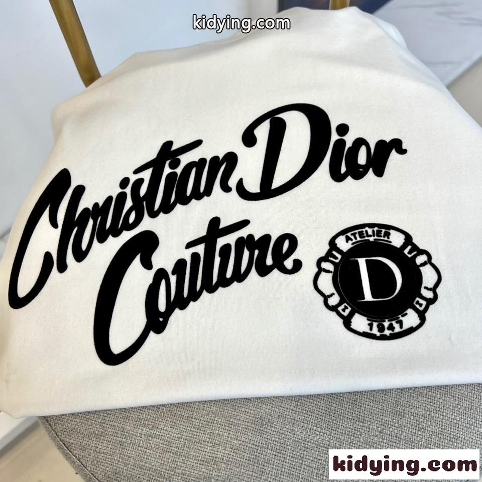 定番 着回し ロゴ入り 半袖Tシャツ クリスチャン・ディオール Tシャツ コピー クルーネック ホワイト-1