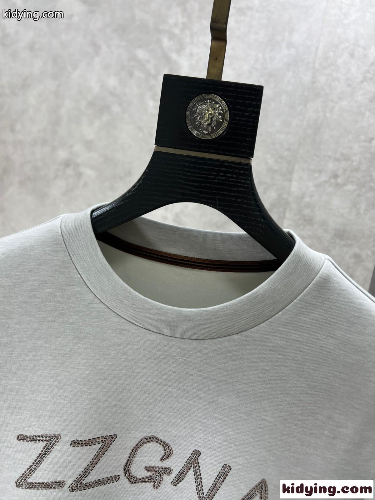 エルメネジルド・ゼニア Tシャツ コピー ベーシック ロゴ クルーネック スウェットシャツ グレー-1