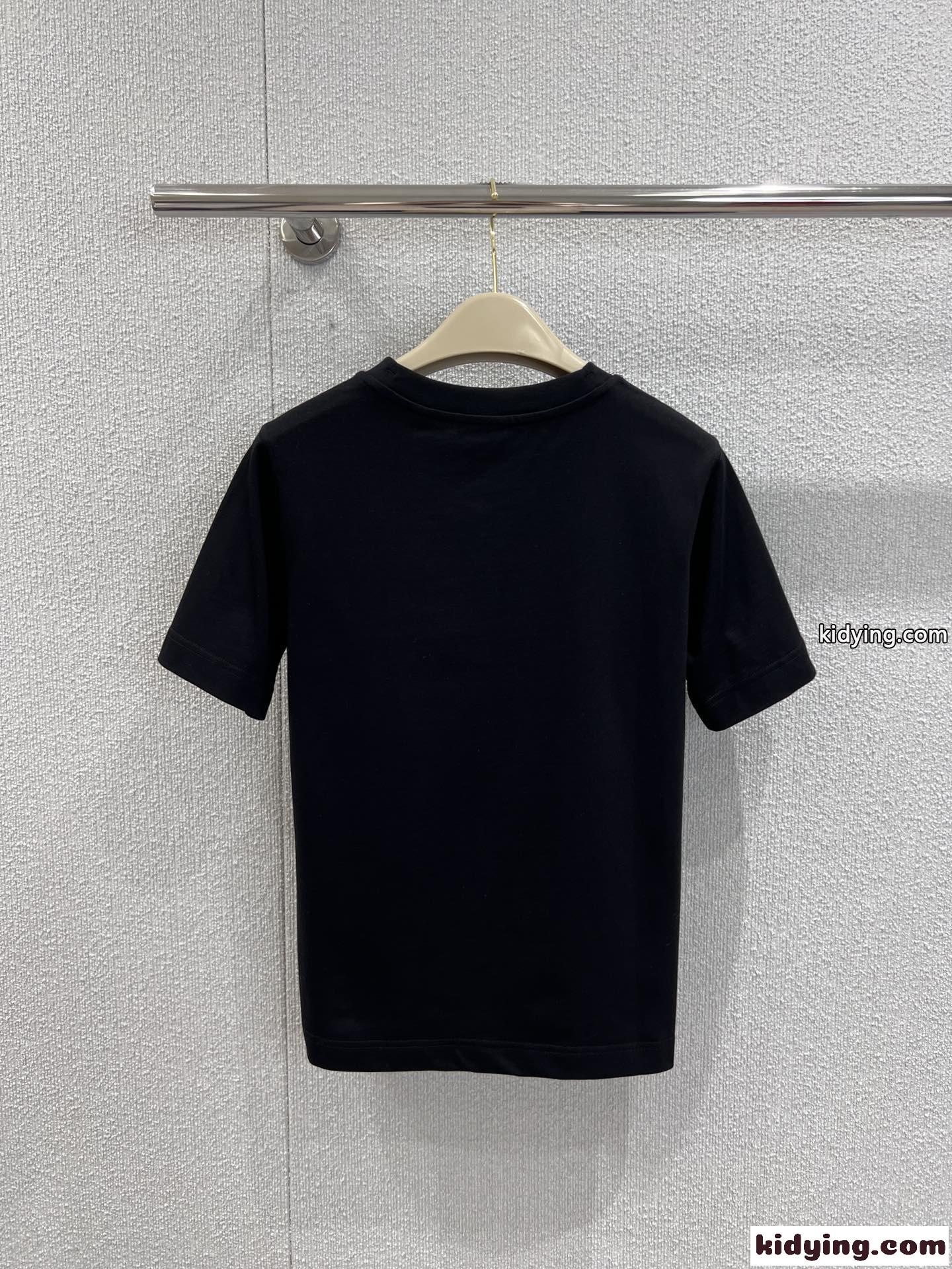 EKD チェック コットンTシャツ バーバリー Tシャツ コピー クルーネック ブラック-0