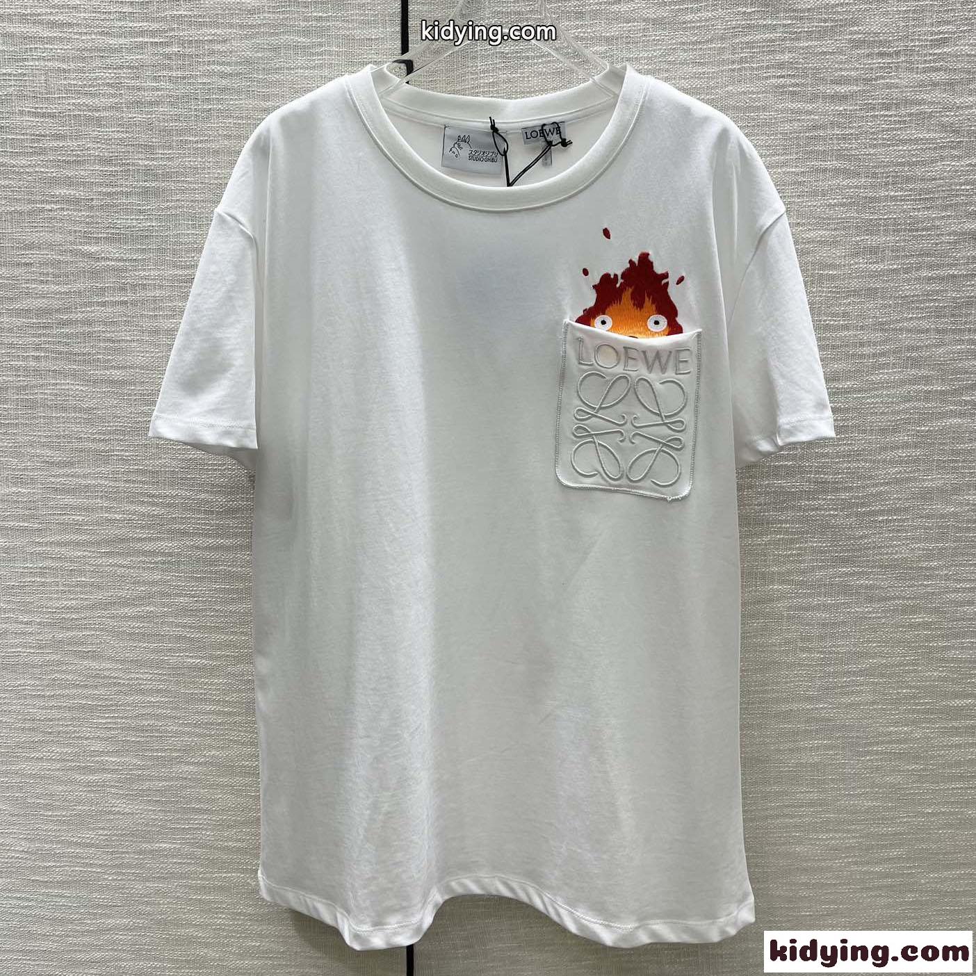 春夏新作～カルシファー ポケット 半袖Tシャツ ロエベ Tシャツ コピー クルーネック-0